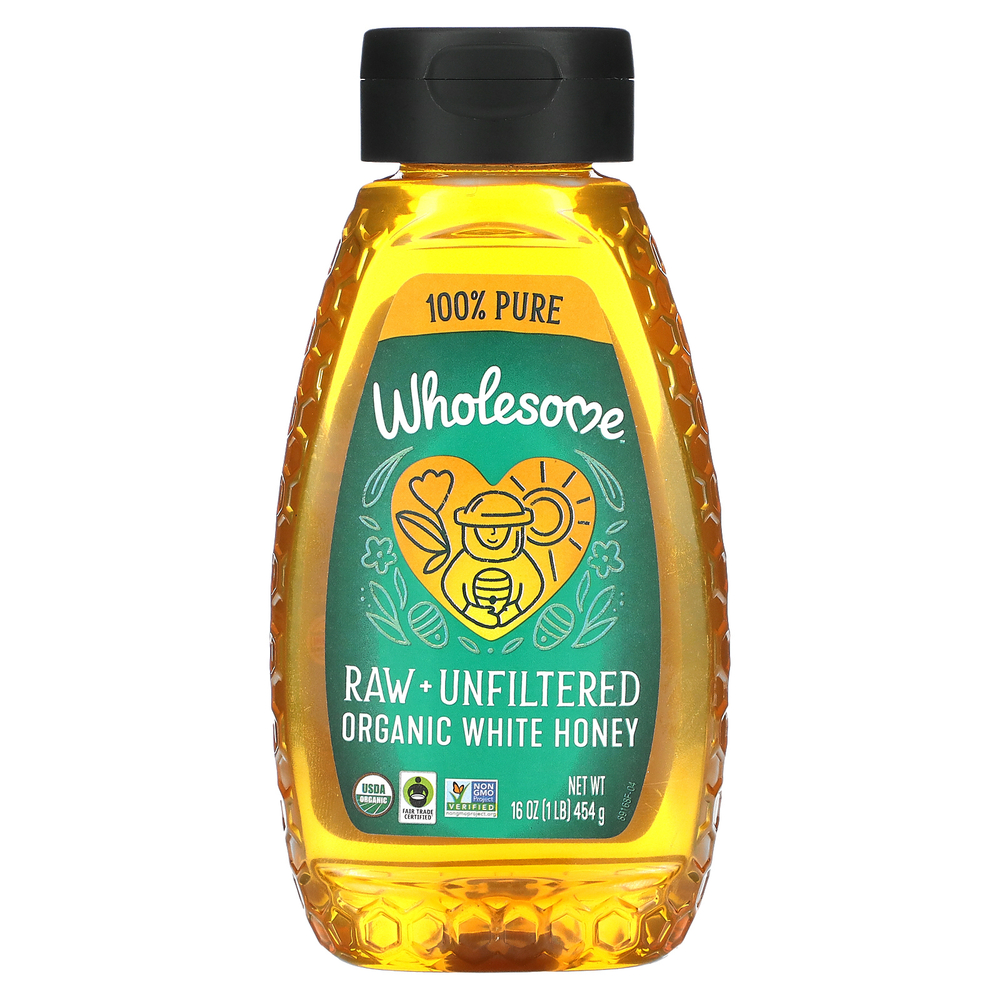 Wholesome Sweeteners, Органический, сырой нефильтрованный белый мед, 454 г