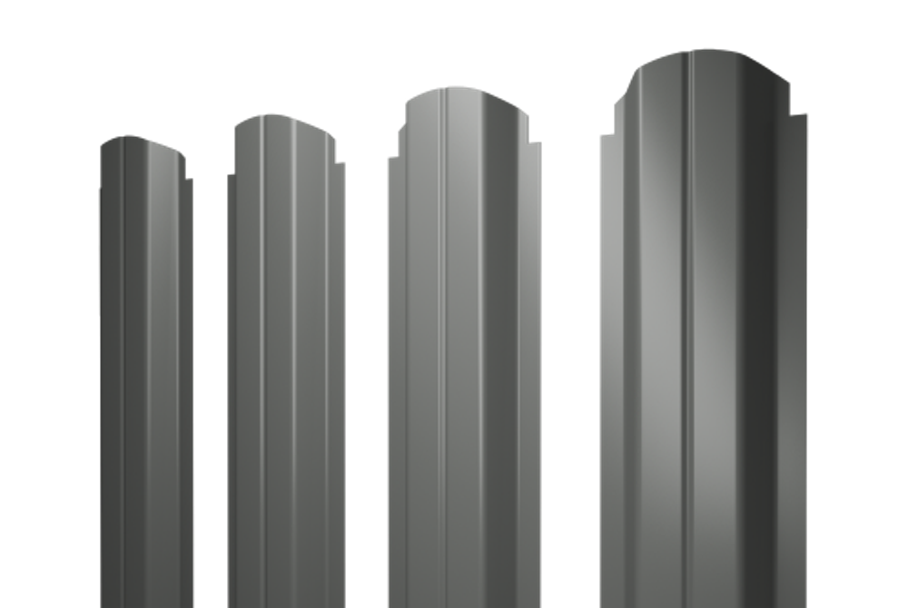 Штакетник П-образный А фигурный 0,45 PE RAL 7005 мышино-серый