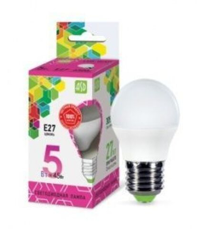 Лампа светодиодная LED-ШАР-standard 5Вт 230В Е27 6500К 450Лм ASD РАСПРОДАЖА