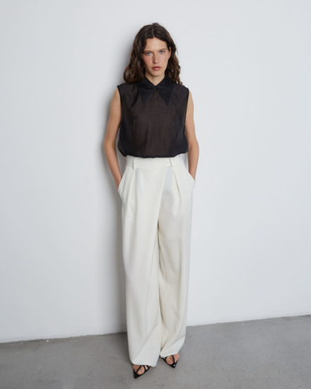 Брюки на запах из шерсти Стелла Маккартни молочный