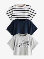 Футболка для девочки Next N90-225, 3 шт., Белый, Темно-синий, Серый