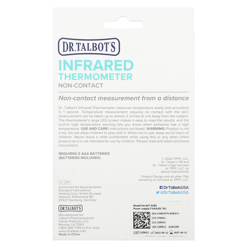 Dr. Talbot's, красочный термометр, белый, 1 шт.