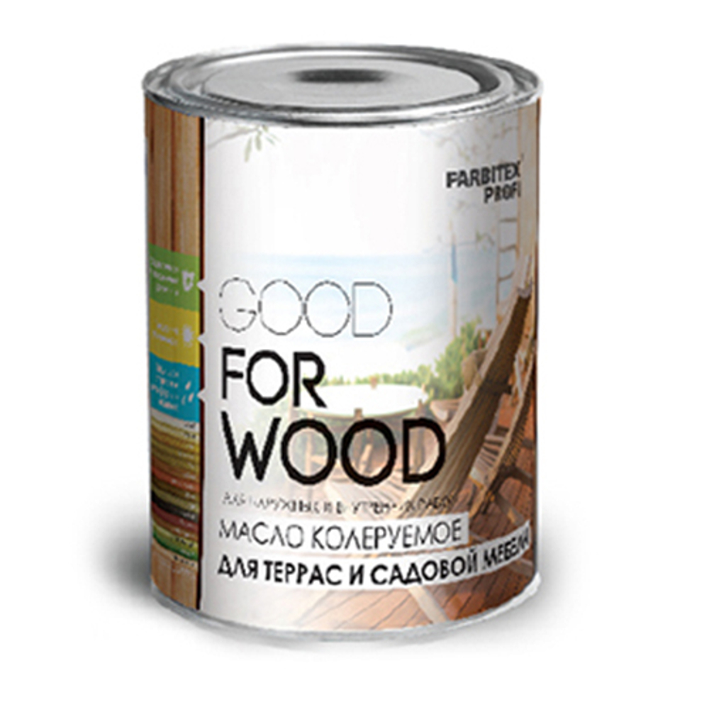 Масло колеруемое для террас и садовой мебели дуб 0,9л. FARBITEX PROFI  GOOD FOR WOOD+
