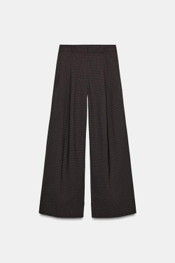 ZARA БРЮКИ В КЛЕТКУ С ЗАЩИПАМИ — ZW COLLECTION, КОРИЧНЕВЫЙ/СИНИЙ