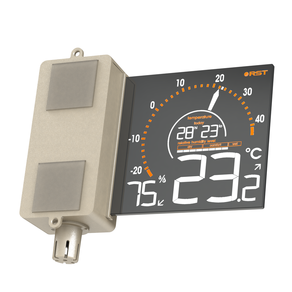 Оконный термометр-гигрометр с инверсивным зеркальным дисплеем RST01088