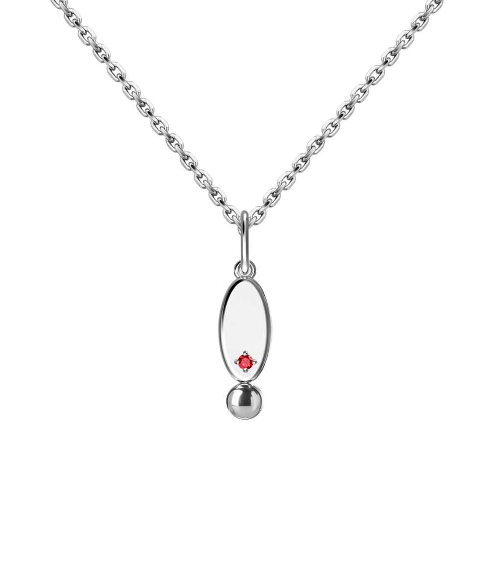 Подвес из серебра со вставками из выращенного рубина