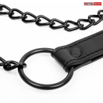 Черный мягкий ошейник с металлическим поводком (Цвет: черный)