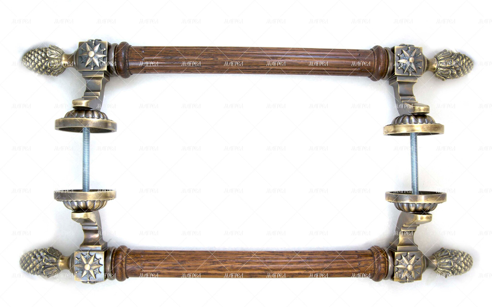 Ручка латунная дверная парадная скоба Ампир канелюры