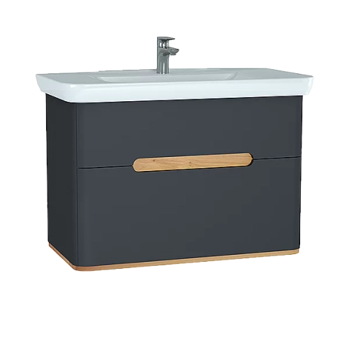 Тумба с раковиной VitrA Sento 60838 100 матовый антрацит