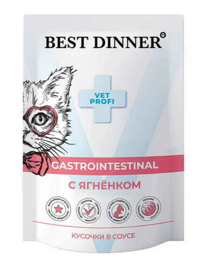 Best Dinner ВетПрофи Паучи д/кошек Gastro Intestina с чувств. пищ-ем кусочки в соусе с ягненком 85г