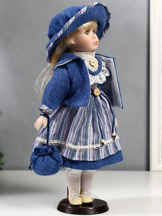 Кукла керамическая фарфоровая Стася в платье 40 см