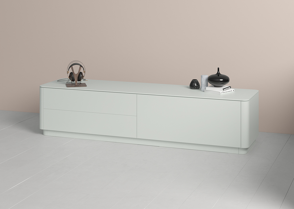 Тумба Tammi под ТВ 2 ящика откидная дверь (светло-серый)