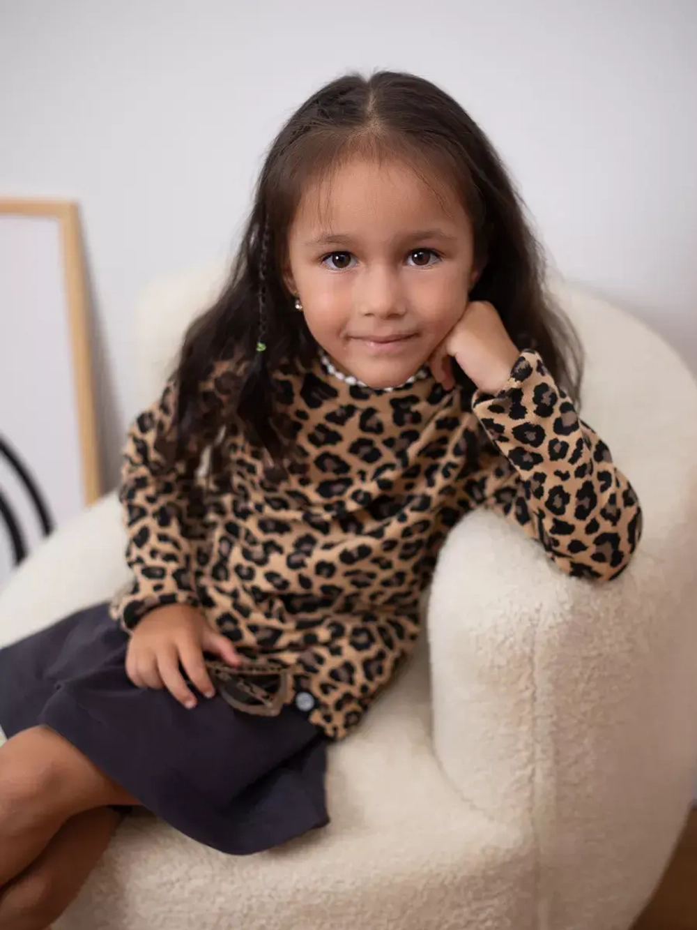 Лонгслив леопардовый в рубчик кофта для девочки