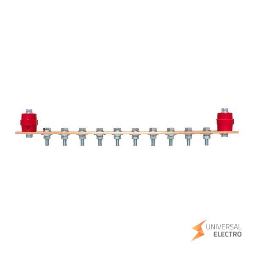 Главная заземляющая шина с изоляторами на 10 подключений ГЗШ-10 Сu EKF