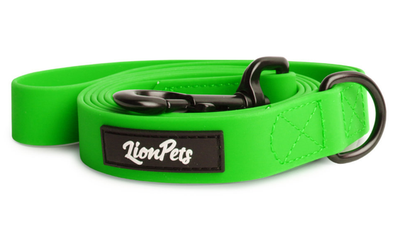 Поводок из биотана прошитый LionPets зеленый неон 1,5м