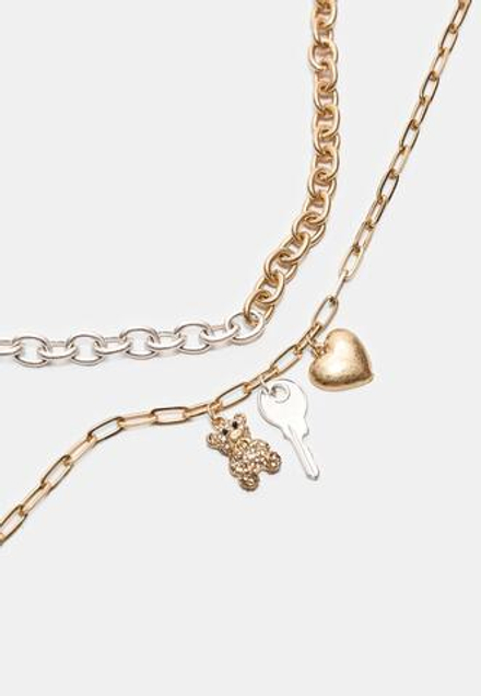 STRADIVARIUS Комплект из 2 ожерелий с подвесками, золотой