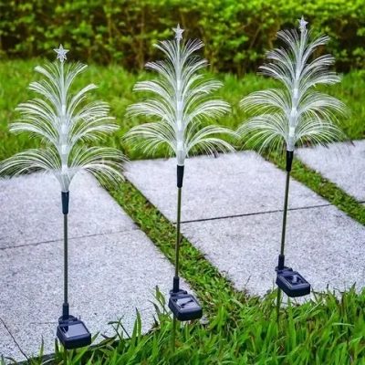 2 шт. Декоративный садовый уличный светильник на солнечной батарее "Фонарик Елочка"