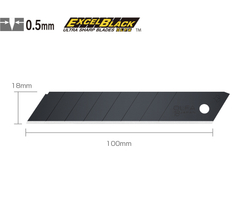 Лезвие OLFA EXCEL BLACK сегментированное, 18 мм, 10шт, в боксе OL-LBB-10