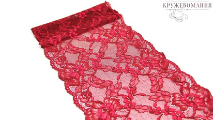 Эластичное кружево, темно-красный, 20 см (Артикул: EK-1008), м