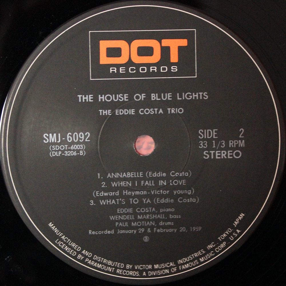 The Eddie Costa Trio / The House Of Blue Lights (LP)