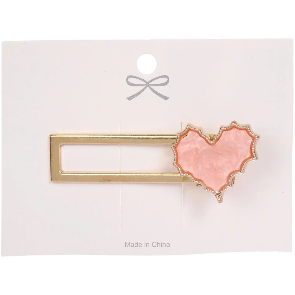 Зажим для волос 1шт на блистере «ЛАВАНДА», сердце, цвет пудровая роза, 6*1.5см