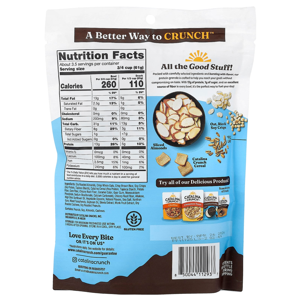 Catalina Crunch, протеиновая гранола, со вкусом ванили и миндаля, 227 г (8 унций)