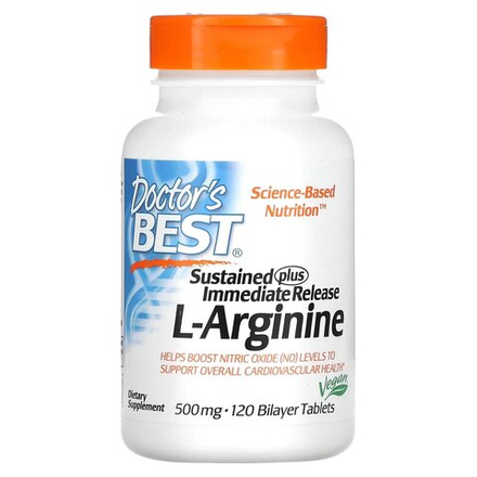 Doctor's Best, L-аргинин, 1000 мг, 120 двухслойных таблеток (500 мг на таблетку)