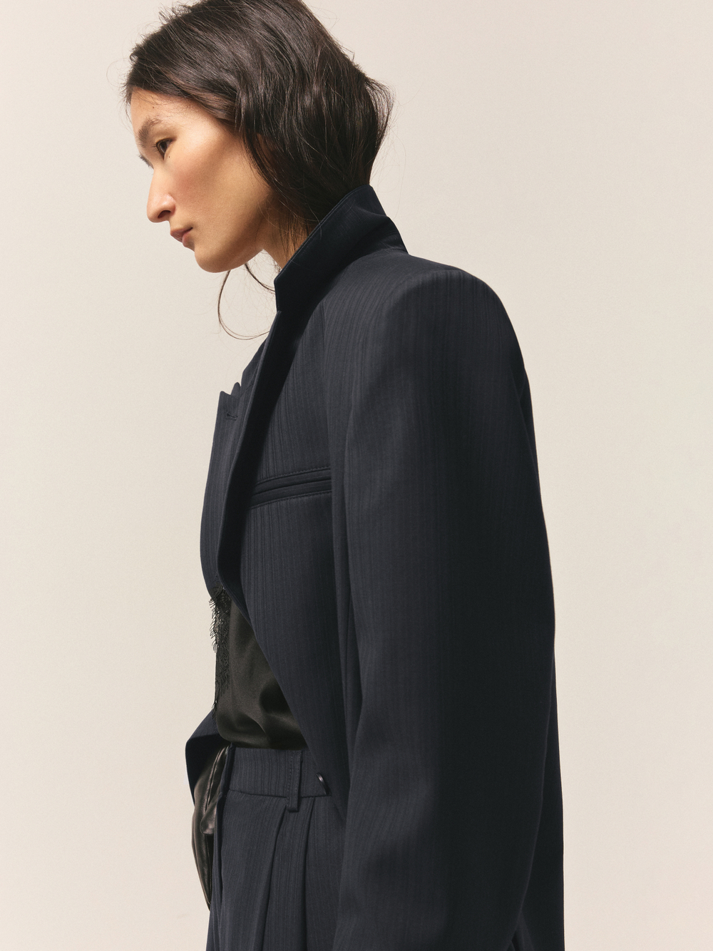 Пиджак из шерсти в тонкую полоску