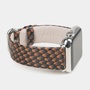 Ремешок для Apple Watch 40/41/42 mm из кожи лосося, цвета черно-оранжевый градиент