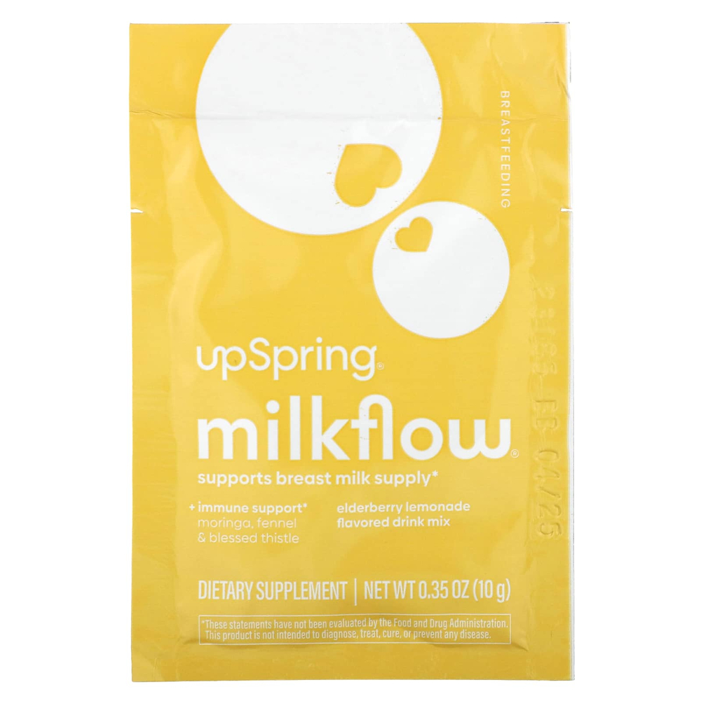 UpSpring, Milkflow®, смесь для приготовления напитка, лимонад с бузиной, 16 пакетиков по 10 г (0,35 унции)