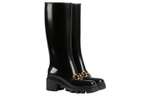 GUCCI Horsebit Knee High Boot Black Rubber Women"s