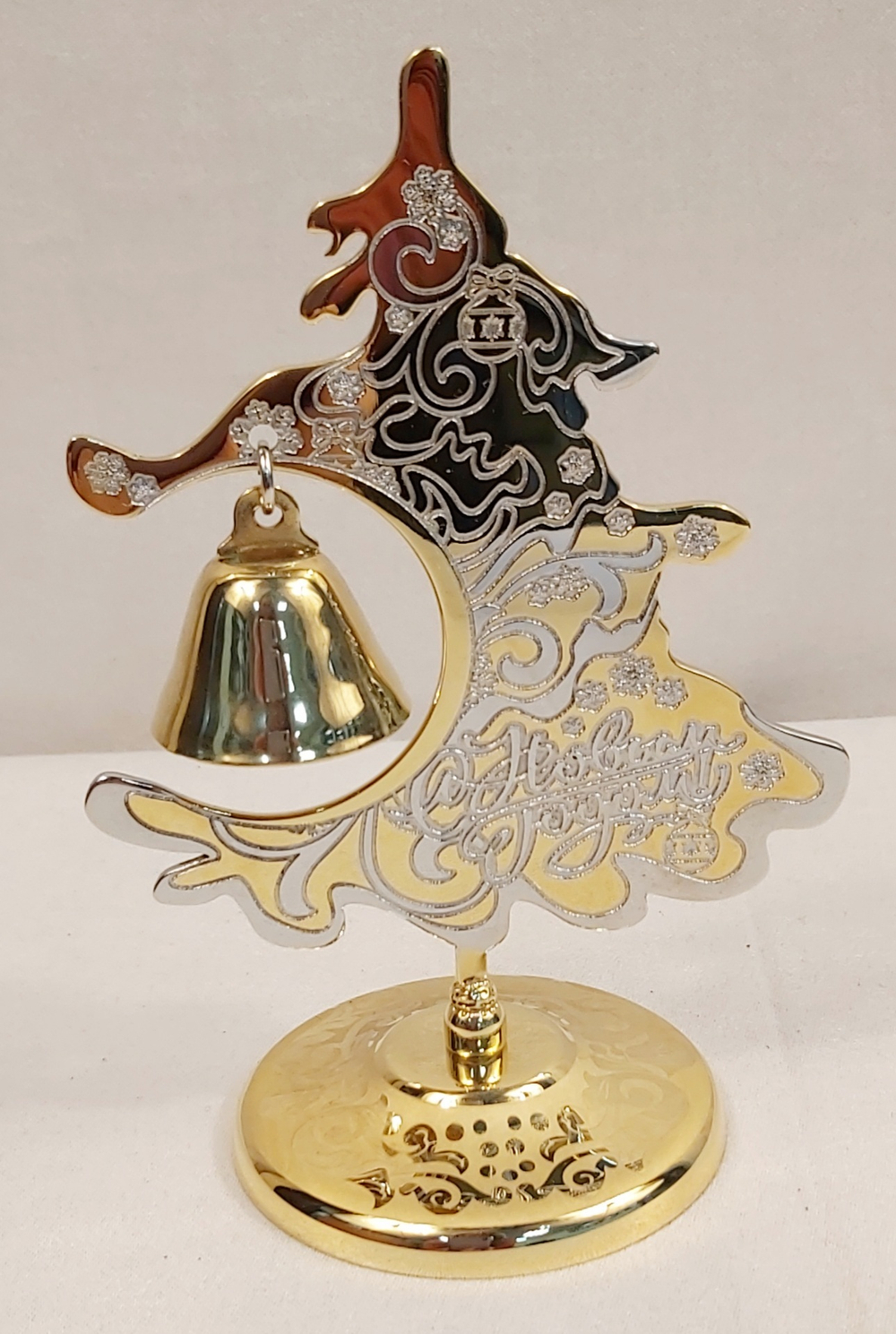 Елка сувенирная "С Новым годом!" с колокольчиком (Златоустовская гравюра)