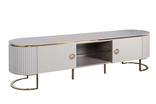 Тумба под телевизор 200x47x52 см Garda Decor Luchianoмраморная столешница