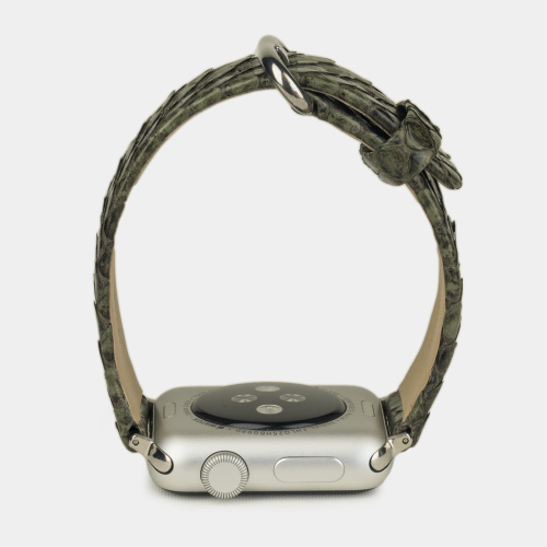 Ремешок для Apple Watch 40/41/42 mm из кожи питона, зеленого цвета