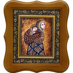 Колыбельная (Несущая в платке) икона Божьей Матери на холсте.