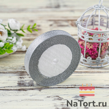 Лента парчовая 10 мм  (22 метра, цвет серебро)