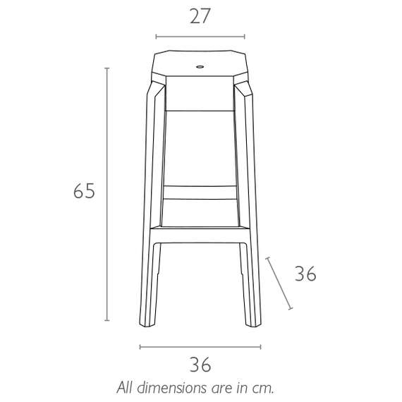 Полубарный табурет Fox 65 прозрачный черный