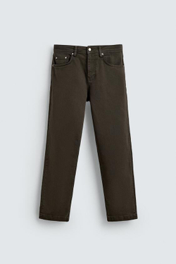 ZARA БРЮКИ STRAIGHT FIT, КОРИЧНЕВЫЙ