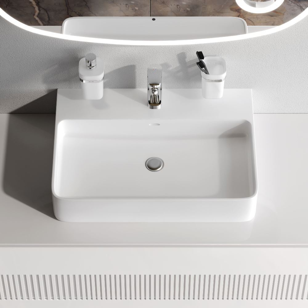 Раковина накладная, прямоугольная с пъедесталом, 60 см AM.PM Func M8FWCC10601WG