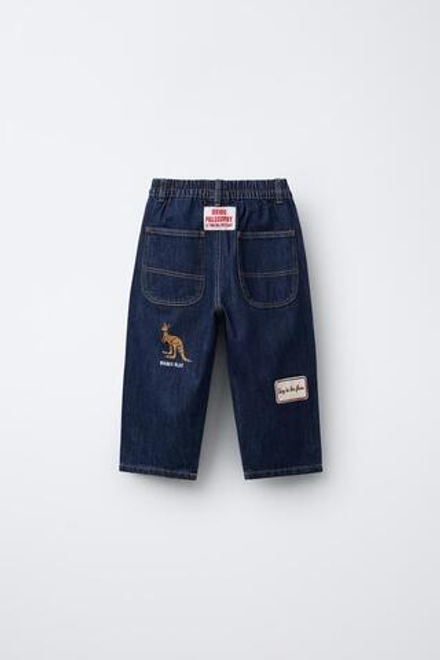 ZARA ДЖИНСЫ BAGGY С НАШИВКАМИ, СИНИЙ