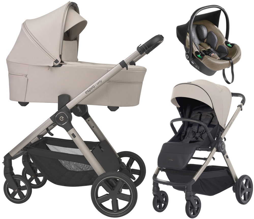 Детская коляска 3 в 1 Espiro Only 2026 и автокресло Pi Beige 519 vanilla beige