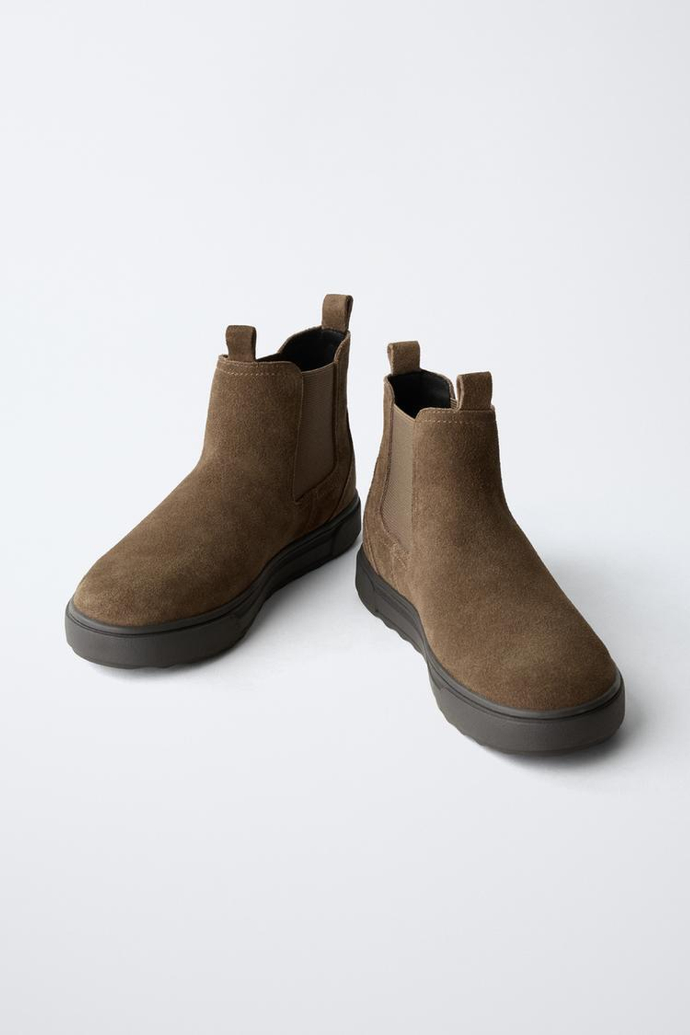 ZARA БОТИНКИ ЧЕЛСИ ИЗ ЗАМШИ, КОРИЧНЕВЫЙ