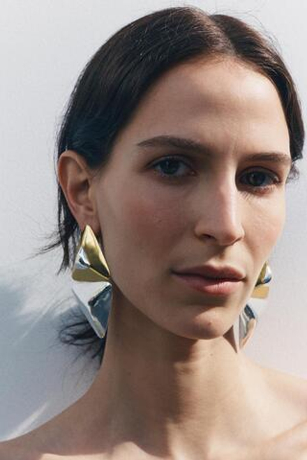 ZARA АСИММЕТРИЧНЫЕ СЕРЬГИ ГЕОМЕТРИЧЕСКОЙ ФОРМЫ, ЗОЛОТОЙ/СЕРЕБРЯНЫЙ