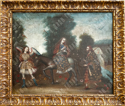 Аноним (Школа Куско). Бегство в Египет. Холст, масло. Перу, Испанская империя. XVIII–нач. XIX вв.