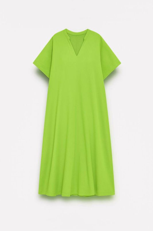 Платье-туника из жатой вискозы, лайм