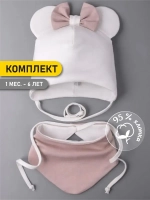 Шапка для девочек с ушками и снуд на осень