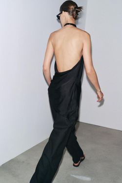 ZARA АТЛАСНЫЙ ТОП С ГОРЛОВИНОЙ ХАЛТЕР — ZW COLLECTION, ЧЕРНЫЙ