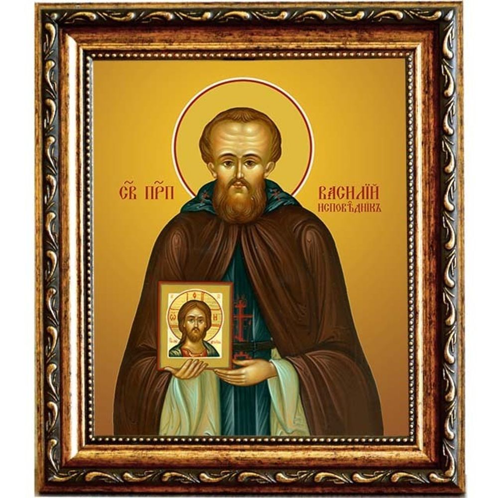 Василий Декаполит преподобный. Икона на холсте.