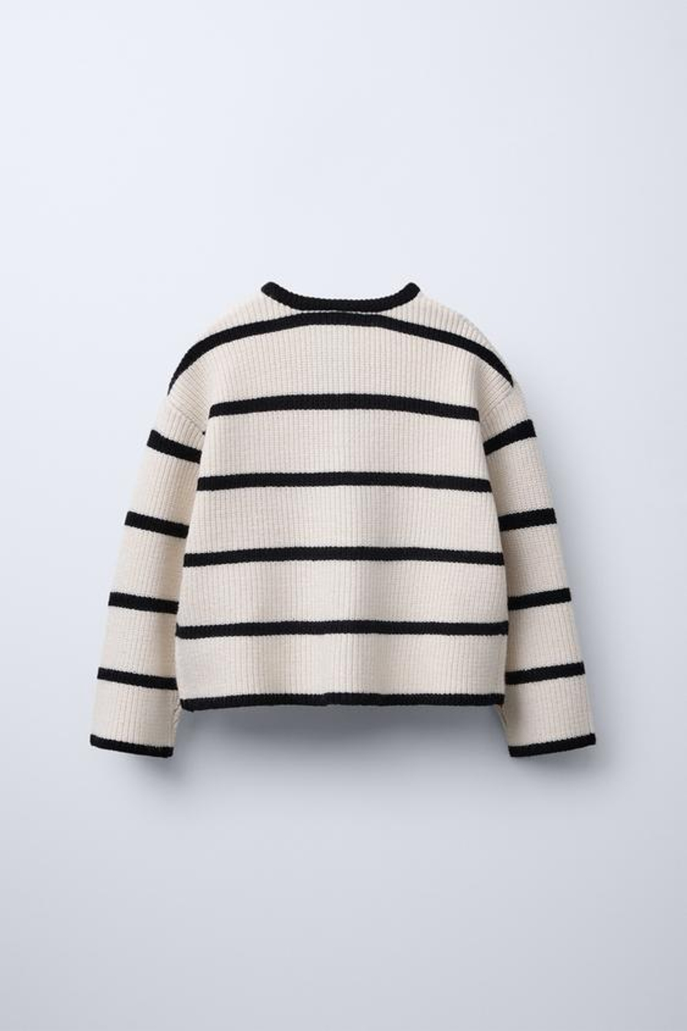 ZARA КАРДИГАН В ПОЛОСКУ С БАНТАМИ, ЭКРЮ/ЧЕРНЫЙ