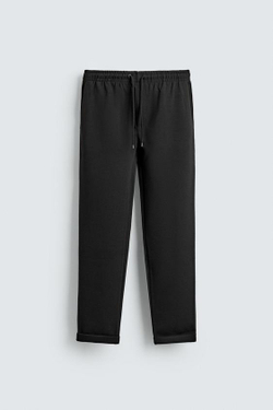 ZARA БРЮКИ-ДЖОГГЕРЫ NON IRON КОМФОРТНОЙ ПОСАДКИ, ЧЕРНЫЙ